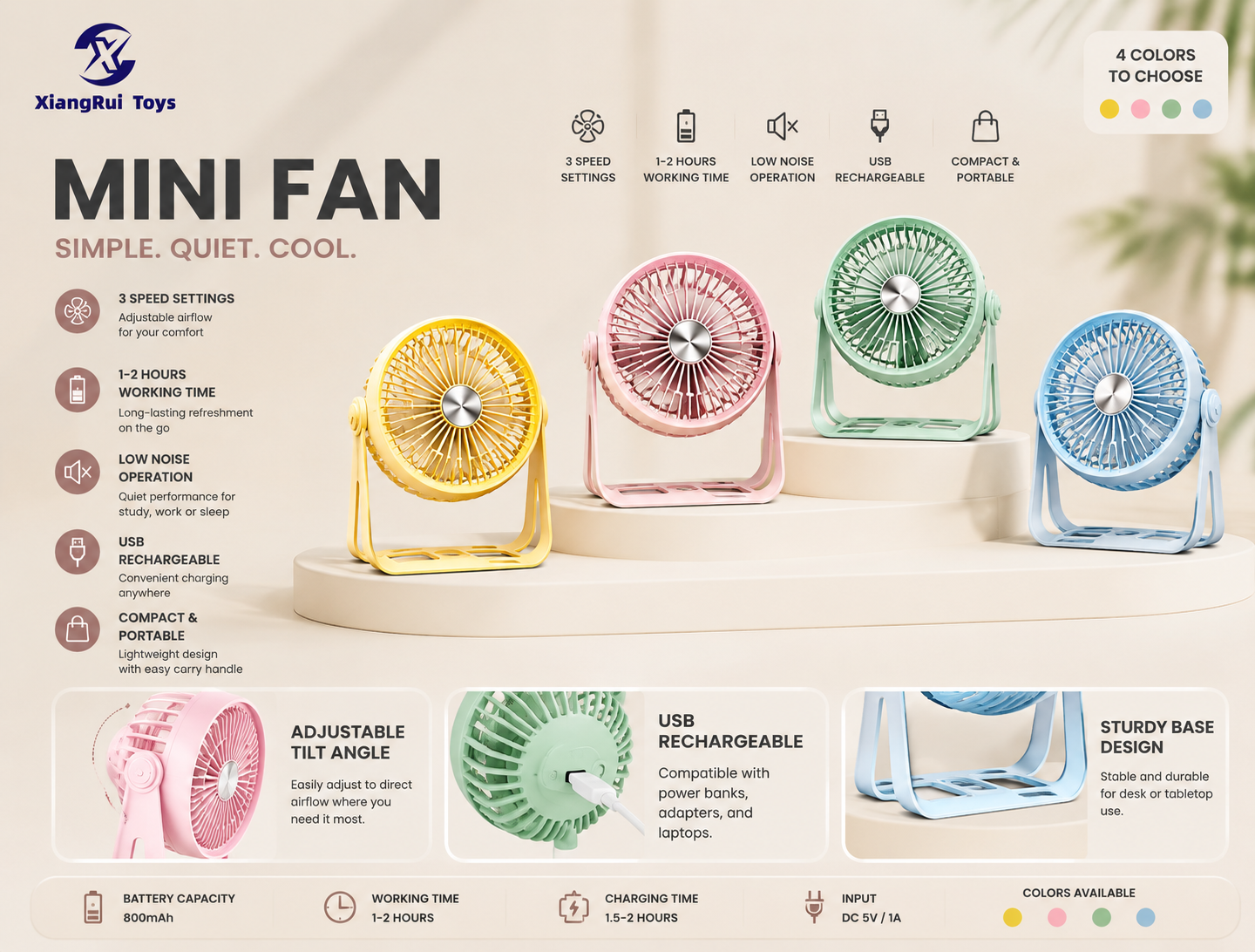 Rechargeable Mini Desk Fan NO.21